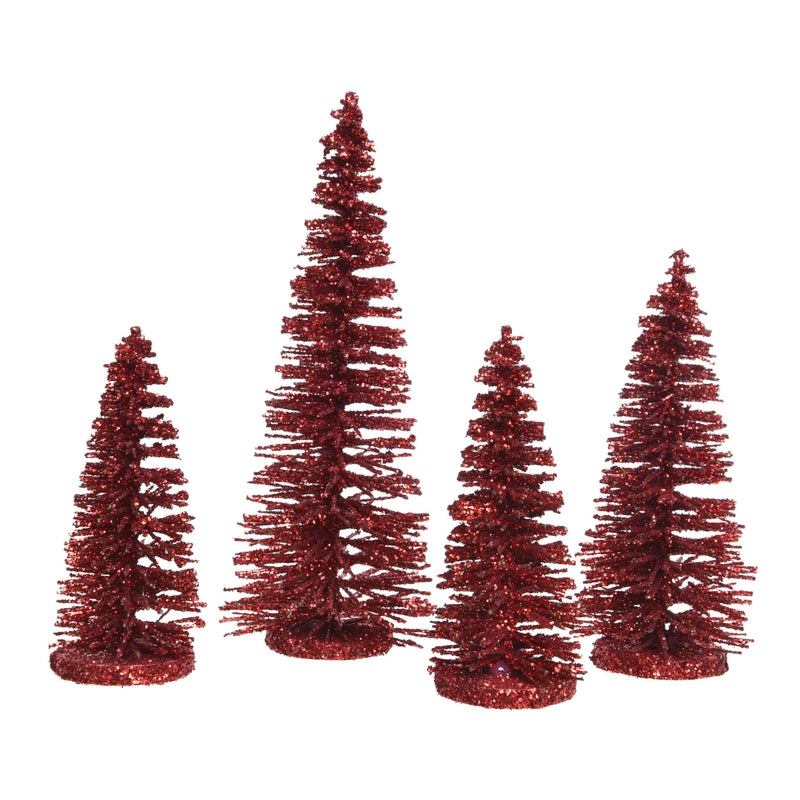 KAEMINGK INTERNATIONAL, Decoris Mini Glitter Trees Christmas Decoration Red Plastic 4 pk (Pack of 12)