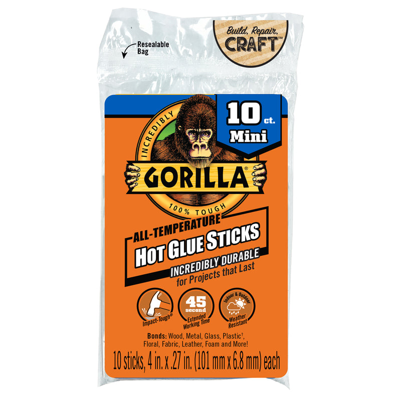 GORILLA GLUE, Gorilla .27 in. D X 4 in. L All Purpose Mini Glue Sticks Clear 10 pk