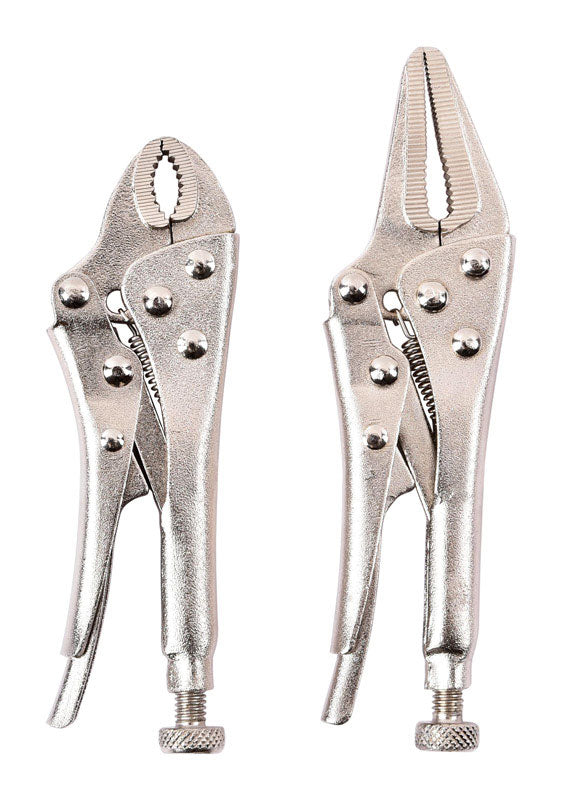 ACE TRADING - NINGBO HOME-DOLLAR CO, Home Plus 4-3/4 in. Carbon Steel Two Piece Locking Pliers Set Silver 2 pk (Pack of 6)