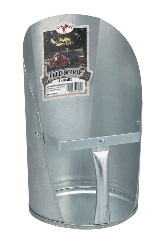 MILLER MANUFACTURING CO, Little Giant Farm & Ag 9204 4 Quart Galvanized Feed Scoop