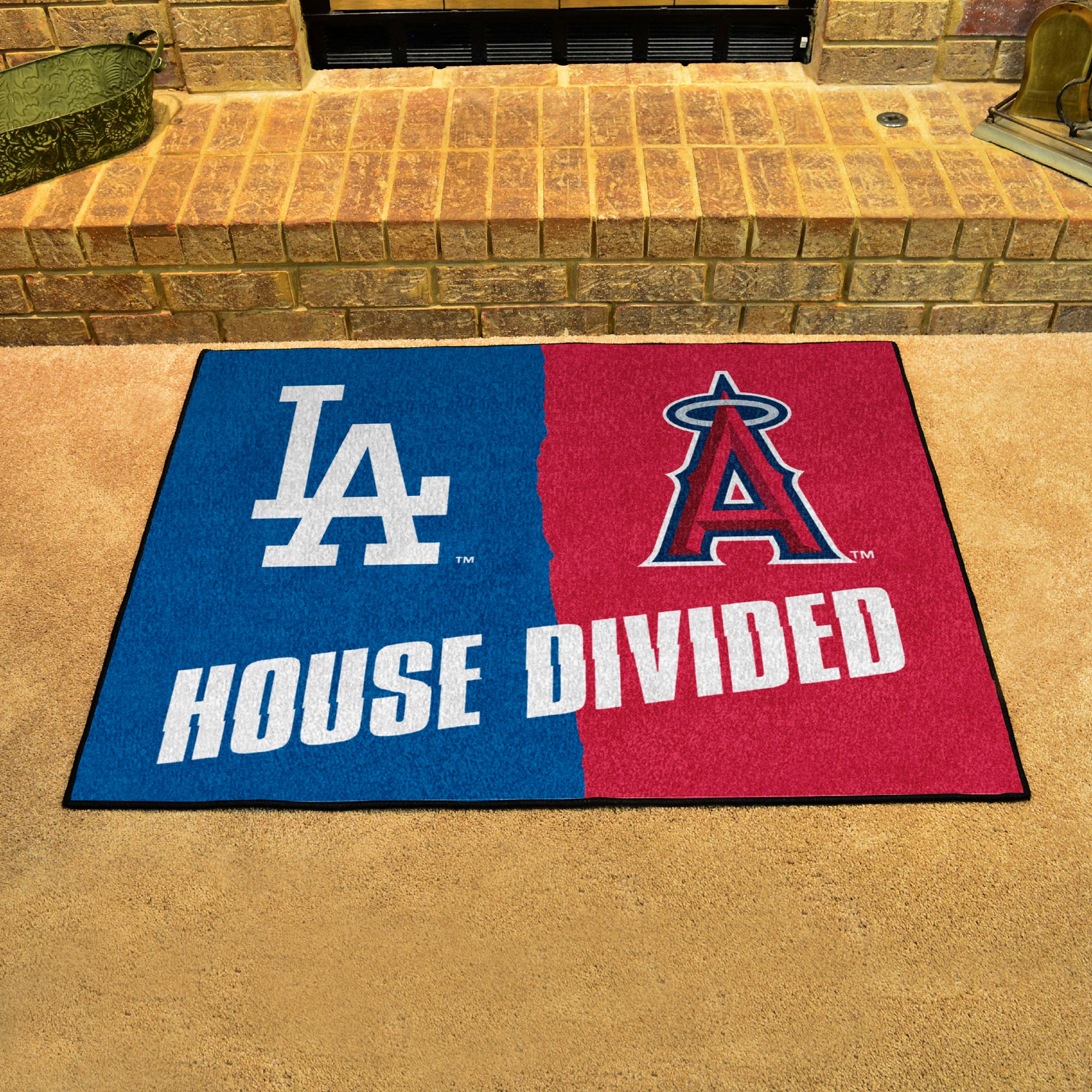 FANMATS, MLB House Divided - Dodgers / Angels House Divided Rug
