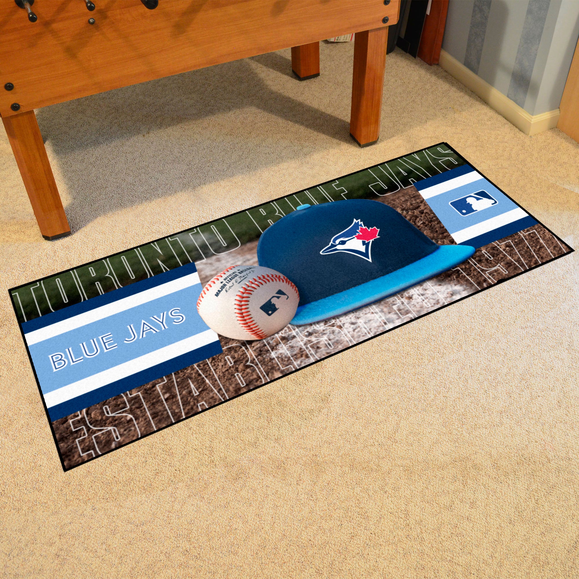 FANMATS, MLB - Toronto Blue Jays Light Blue Baseball Runner Rug - 30in. x 72in.