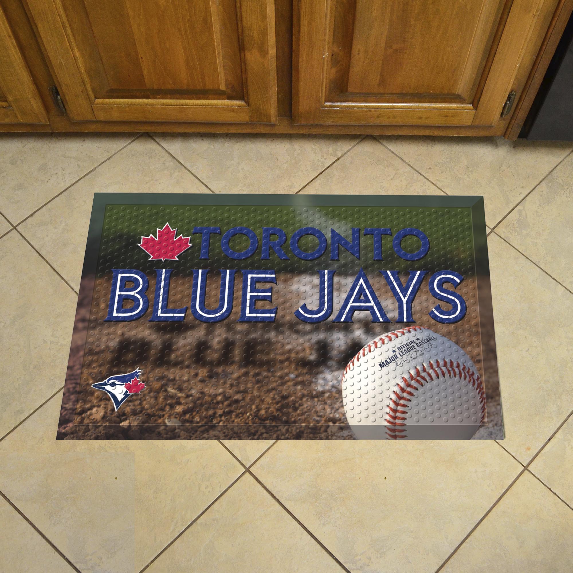 FANMATS, MLB - Toronto Blue Jays Rubber Scraper Door Mat