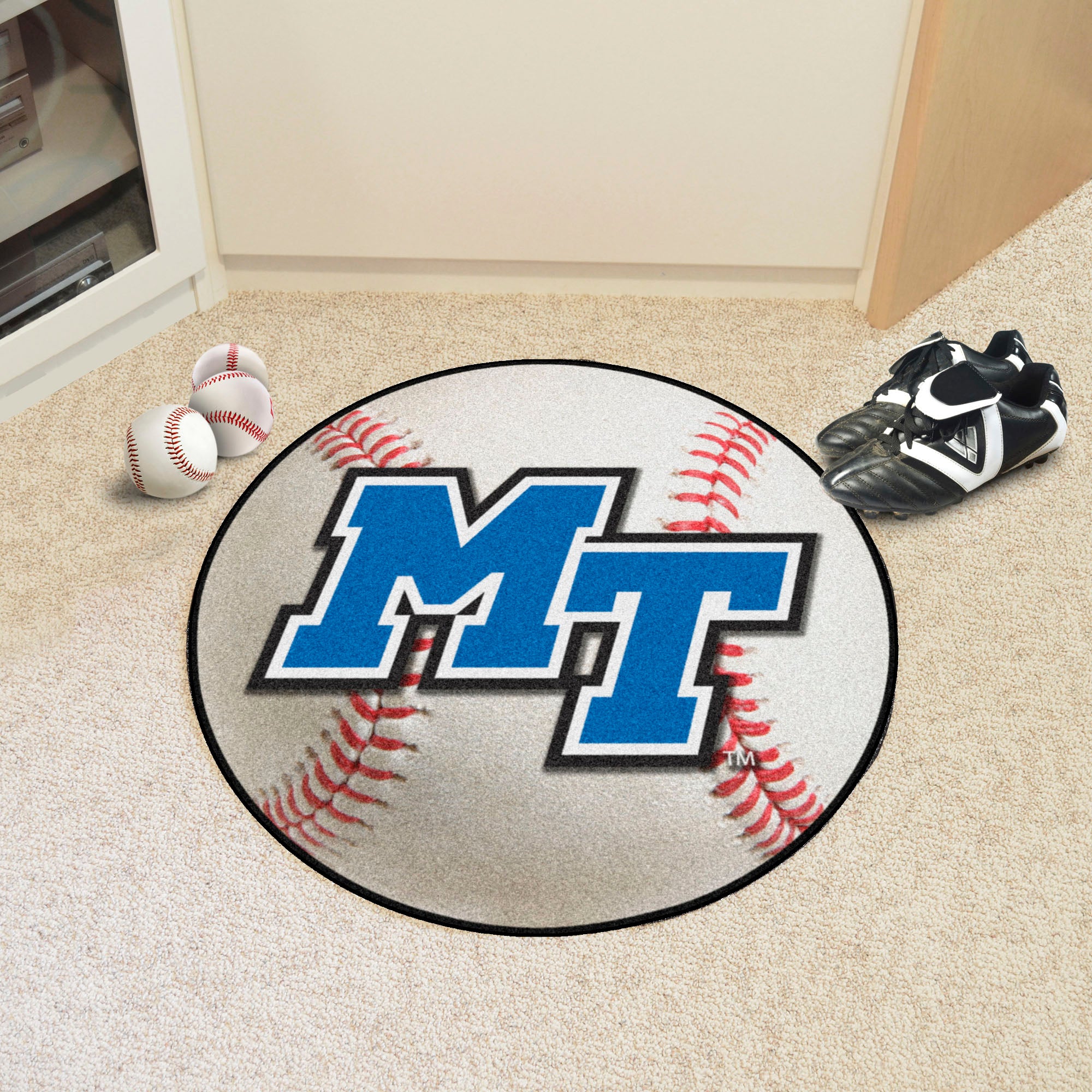 FANMATS, Middle Tennessee State University Baseball Rug - 27in. Diameter