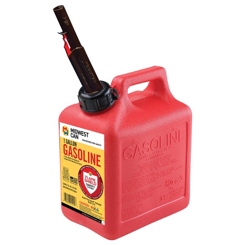 MIDWEST CAN CO, Midwest Can FlameShield Safety System Plastic Gas Can 1 gal (Pack of 12)