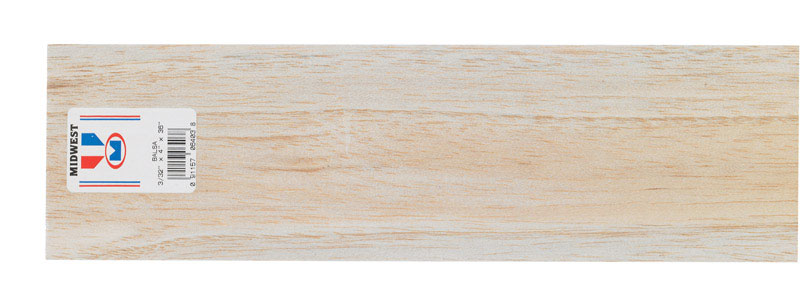 SAUNDERS MIDWEST LLC, Midwest Products 4 in. W x 3 ft. L x 3/32 in. Balsawood Sheet #2/BTR Premium Grade (Pack of 15)