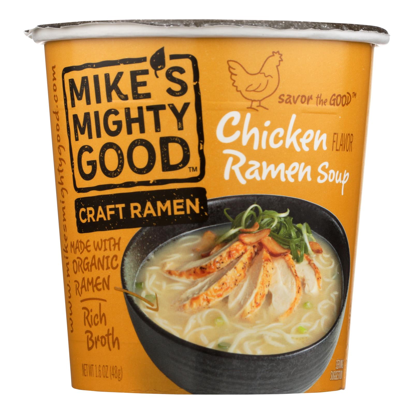 Mike'S Mighty Good, Mike's Mighty Good Chicken Ramen Soup - Case of 6 - 1.6 OZ (Pack of 6)