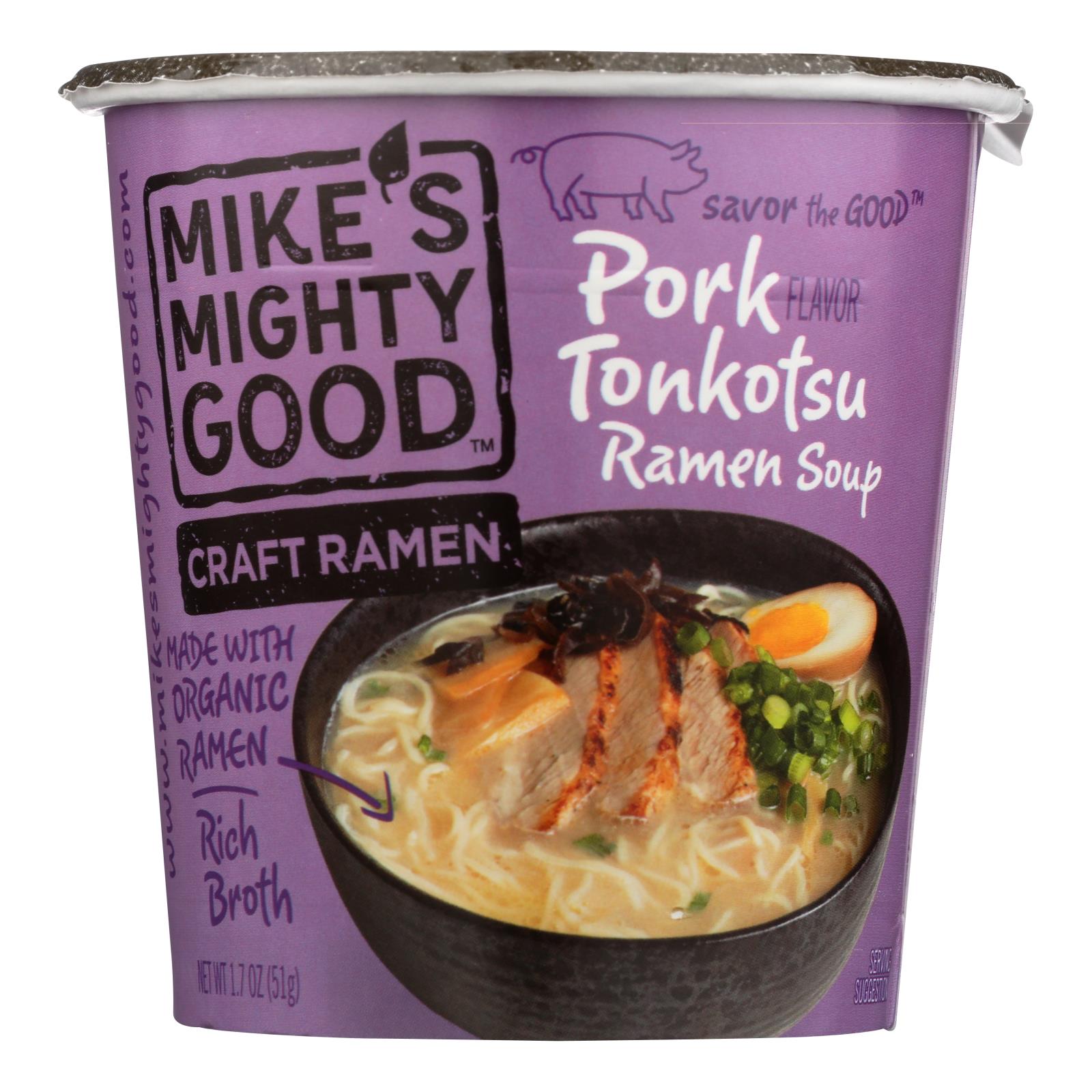 Mike'S Mighty Good, Mike's Mighty Good Pork Tonkotsu Ramen Soup - Case of 6 - 1.7 OZ (Pack of 6)