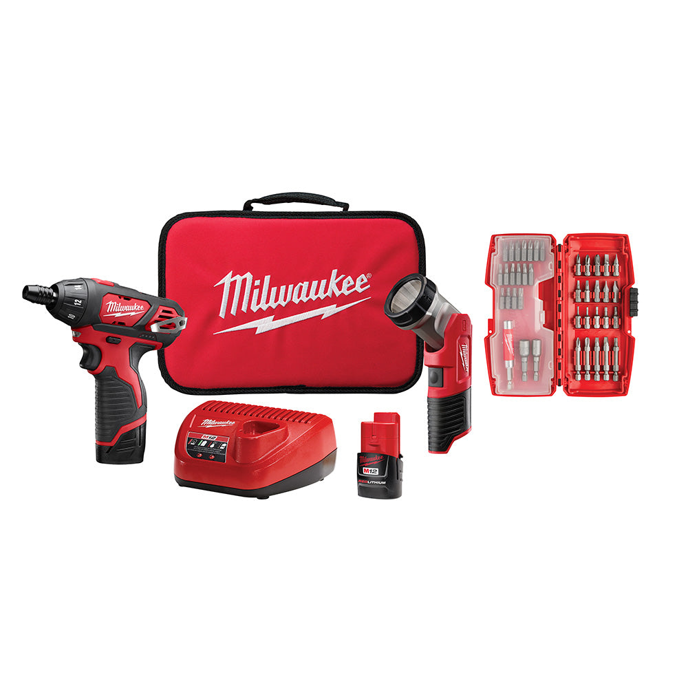 Milwaukee, Milwaukee 12 V 1/4 in.   Brushed Cordless Drill Kit (Battery & Charger)