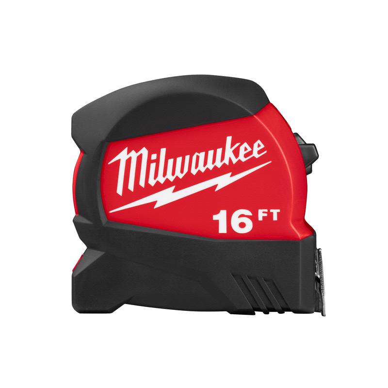 Milwaukee Electric Tool Corp, Milwaukee  16 ft. L x 1-1/8 in. W Compact Wide Blade  Tape Measure  Black/Red  1 pk