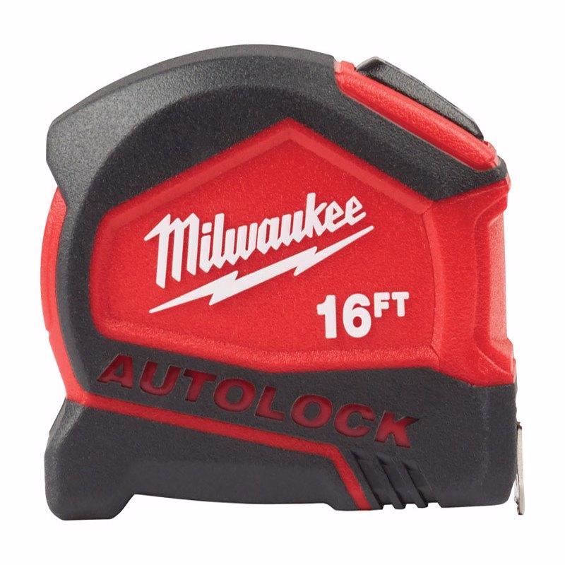 Milwaukee Electric Tool Corp, Milwaukee  16 ft. L x 1.88 in. W Compact  Auto Lock Tape Measure  Red  1 pk