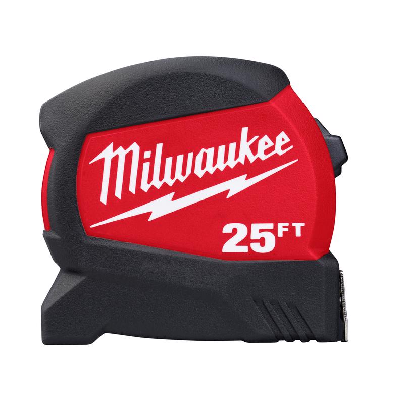 Milwaukee Electric Tool Corp, Milwaukee  25 ft. L x 1-1/8 in. W Compact Wide Blade  Tape Measure  Black/Red  1 pk