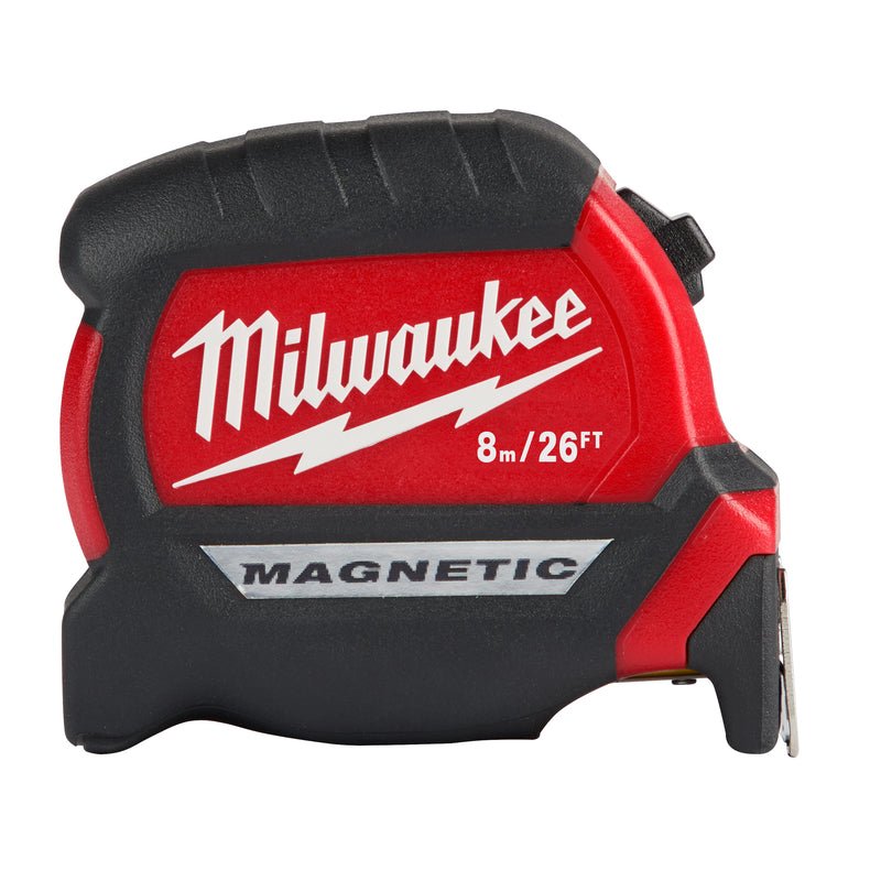 Milwaukee, Milwaukee  26 ft. L x 1 in. W Compact Wide Blade  Magnetic Tape Measure  Black/Red  1 pk