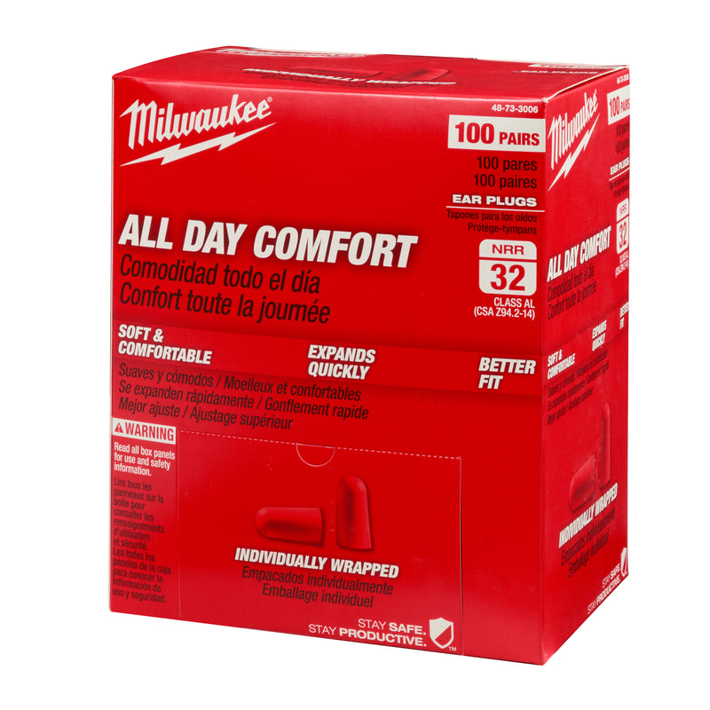 Milwaukee, Milwaukee  32 dB Foam  Ear Plugs  Red  100 pair