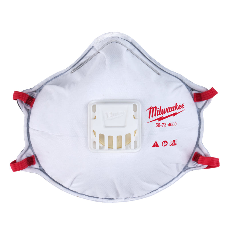 Milwaukee Electric Tool Corp, Milwaukee  N95  Dust Protection  Respirator with Gasket  Valved White  One Size Fits All  10 pk