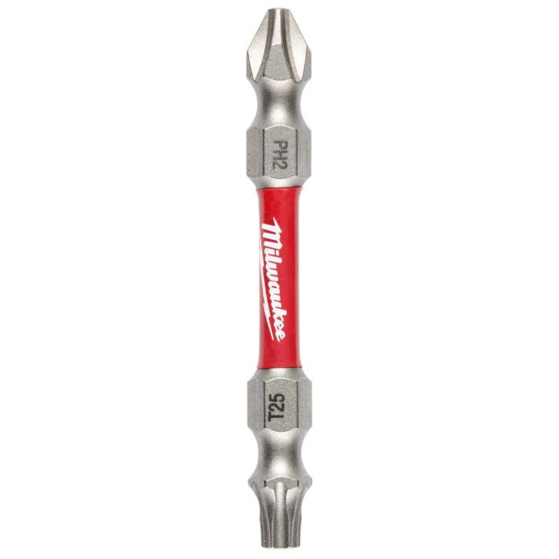 Milwaukee Electric Tool Corp, Milwaukee  SHOCKWAVE  Phillips/Torx  PH2/T25   x 2-3/8 in. L Impact Double-Ended Power Bit  Steel  1 pc.