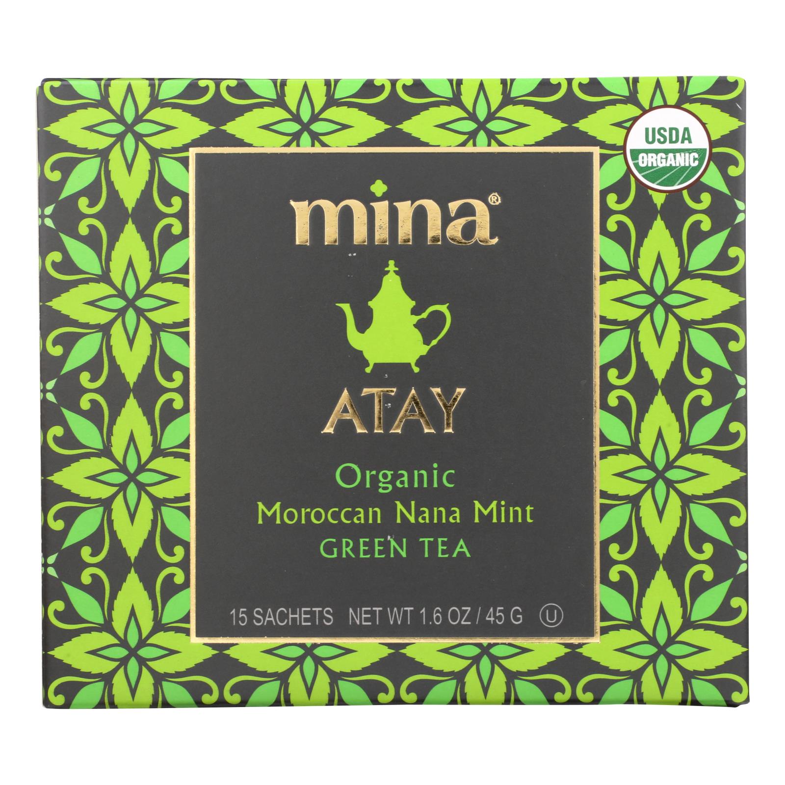 Mina, Mina - Green Tea Moroccan Mint - Case of 6 - 15 CT (Pack of 6)