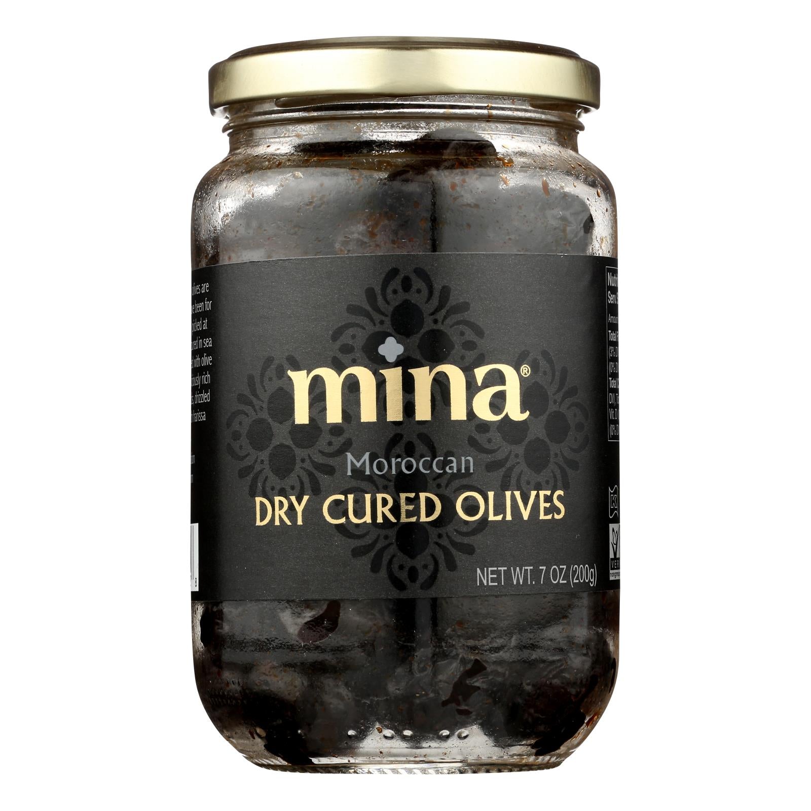 Mina, Mina - Olives Black Dry Cured - Case of 6 - 7 OZ (Pack of 6)