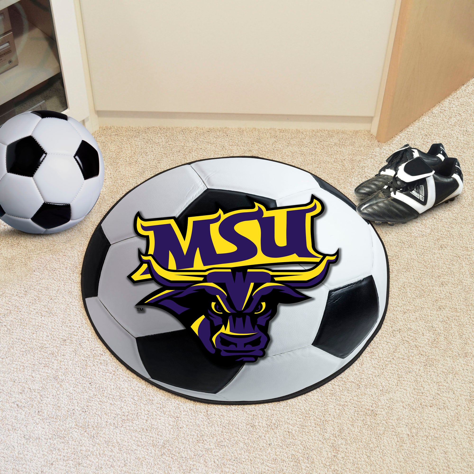 FANMATS, Minnesota State University - Mankato Soccer Ball Rug - 27in. Diameter