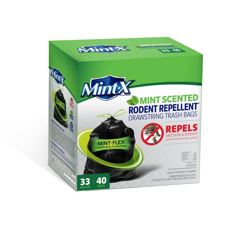 MINT-X LLC, Mint-X 33 gal Mint Scent Trash Bags Drawstring 40 pk (Pack of 3)
