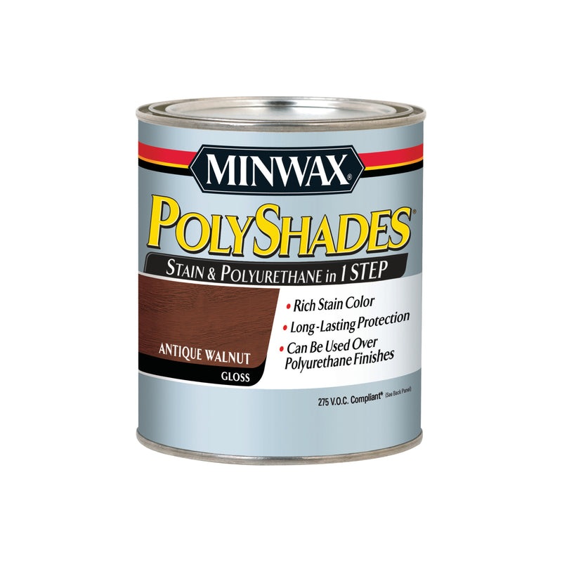 MINWAX, Minwax 61740 1 Quart Antique Walnut Polyshades® Gloss Wood Stain (Case of 4)