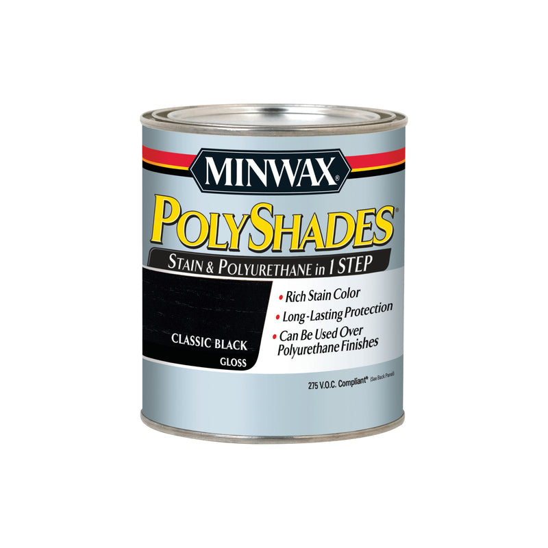 MINWAX, Minwax 61795 1 Quart Classic Black Polyshades® Gloss Wood Stain (Case of 4)