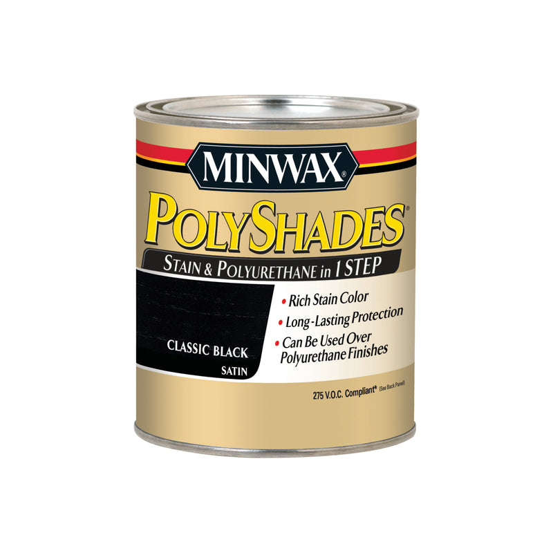 MINWAX, Minwax 61995 1 Quart Classic Black Polyshades® Satin Wood Stain (Case of 4)