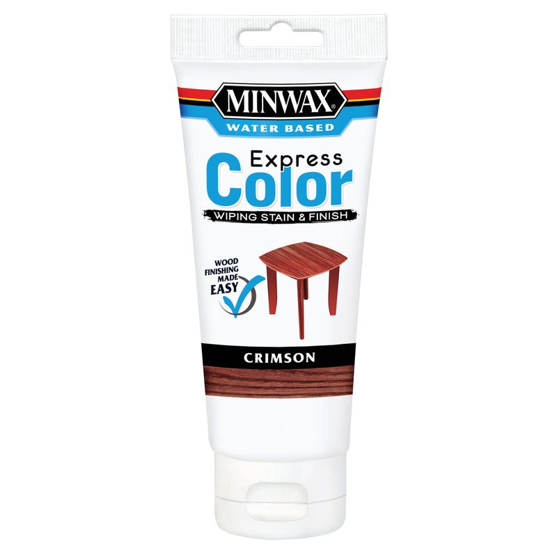 MINWAX, Minwax Express Color Semi-Transparent Crimson Water-Based Acrylic Wiping Stain And Finish 6 Oz.