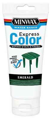 MINWAX, Minwax Express Color Semi-Transparent Emerald Water-Based Acrylic Wiping Stain And Finish 6 Oz.