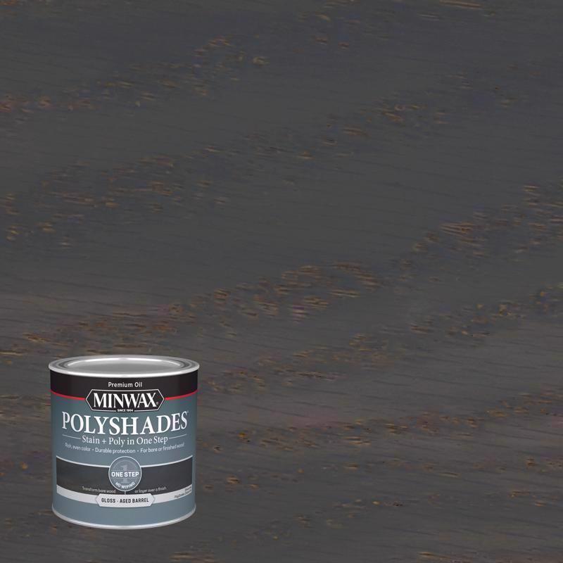 MINWAX, Minwax PolyShades Semi-Transparent Gloss Aged Barrel Oil-Based Polyurethane Stain and Polyurethane F (Pack of 4)