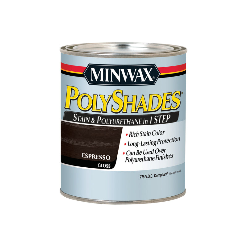 MINWAX, Minwax PolyShades Semi-Transparent Gloss Espresso Oil-Based Stain 1 qt. (Pack of 4)