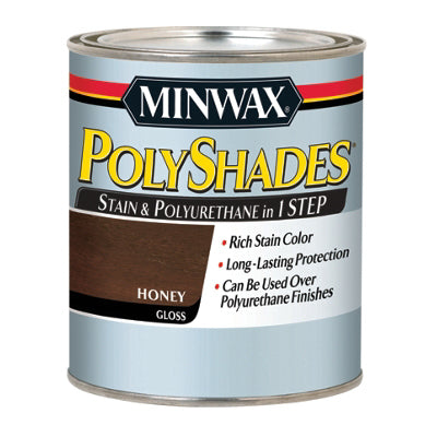 MINWAX, Minwax PolyShades Semi-Transparent Gloss Honey Oil-Based Stain 0.5 pt. (Pack of 4)