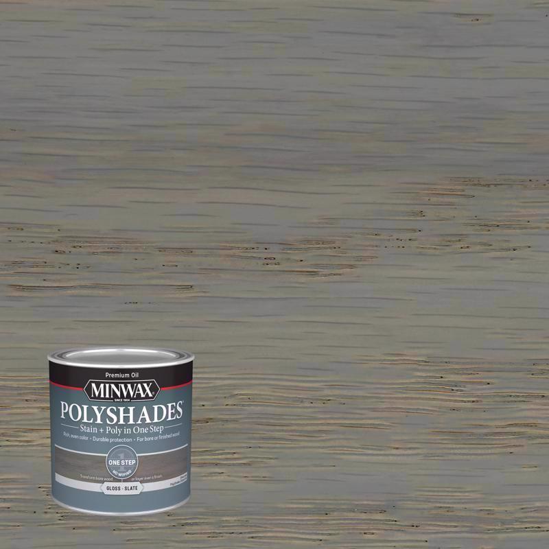 MINWAX, Minwax PolyShades Semi-Transparent Gloss Slate Oil-Based Polyurethane Stain and Polyurethane Finish (Pack of 4)