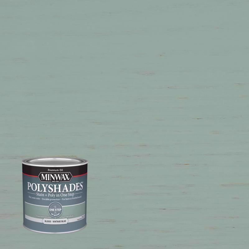 MINWAX, Minwax PolyShades Semi-Transparent Gloss Vintage Blue Oil-Based Polyurethane Stain and Polyurethane (Pack of 4)