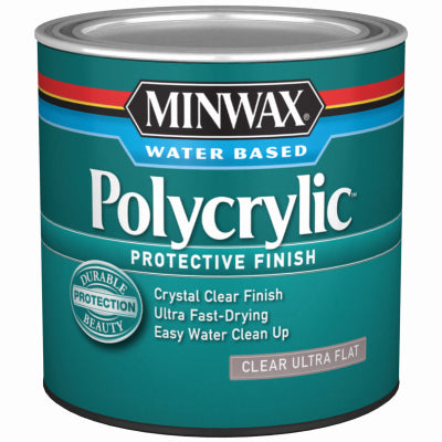 MINWAX, Minwax Polycrylic Protective Finish Transparent Flat Clear Water-Based Wood Stain 0.5 pt (Pack of 4)