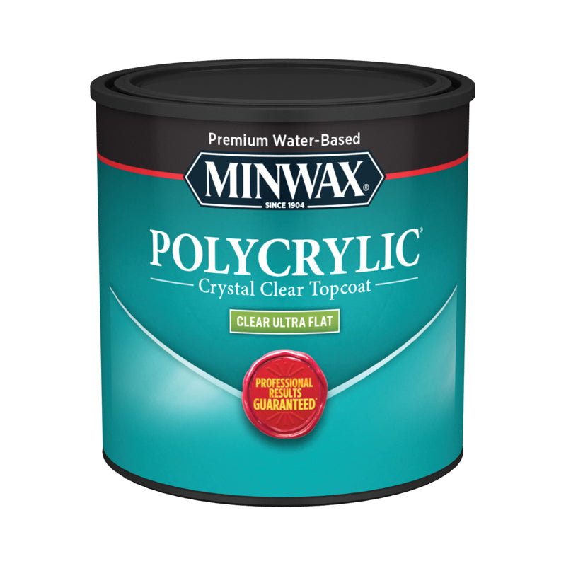 MINWAX, Minwax Polycrylic Protective Finish Transparent Flat Clear Water-Based Wood Stain 0.5 pt (Pack of 4)