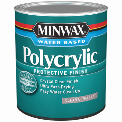 MINWAX, Minwax Polycrylic Ultra Flat Crystal Clear Water-Based Polyurethane 1 qt (Pack of 4)