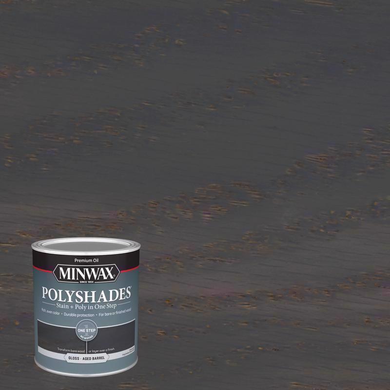 MINWAX, Minwax Polyshades Semi-Transparent Gloss Aged Barrel Oil-Based Polyurethane Stain and Polyurethane F (Pack of 4)