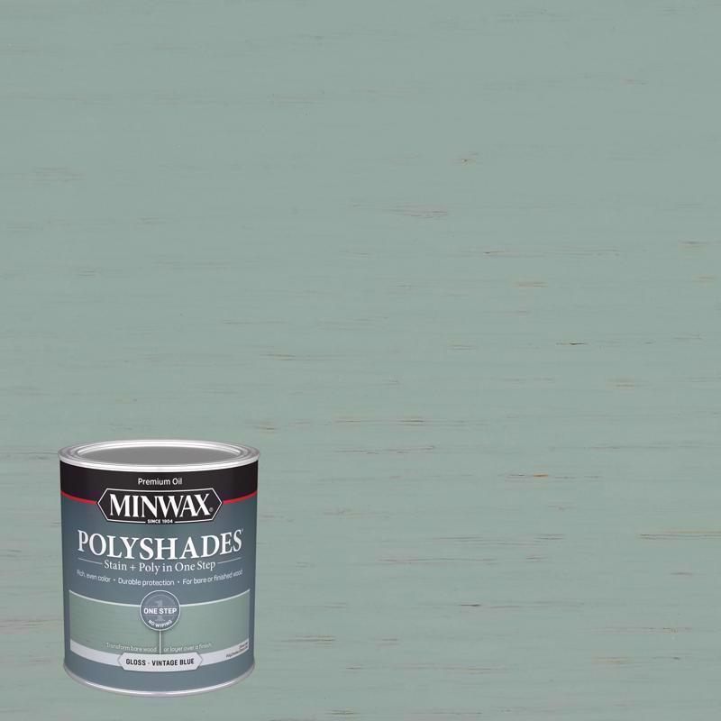 MINWAX, Minwax Polyshades Semi-Transparent Gloss Vintage Blue Oil-Based Polyurethane Stain and Polyurethane (Pack of 4)