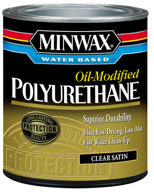 MINWAX, Minwax Satin Clear Water-Based Latex Oil-Modified Polyurethane 1 qt.