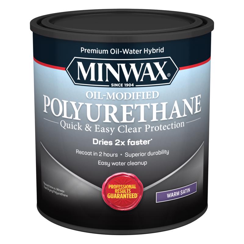 MINWAX, Minwax Satin Clear Water-Based Latex Oil-Modified Polyurethane 1 qt.