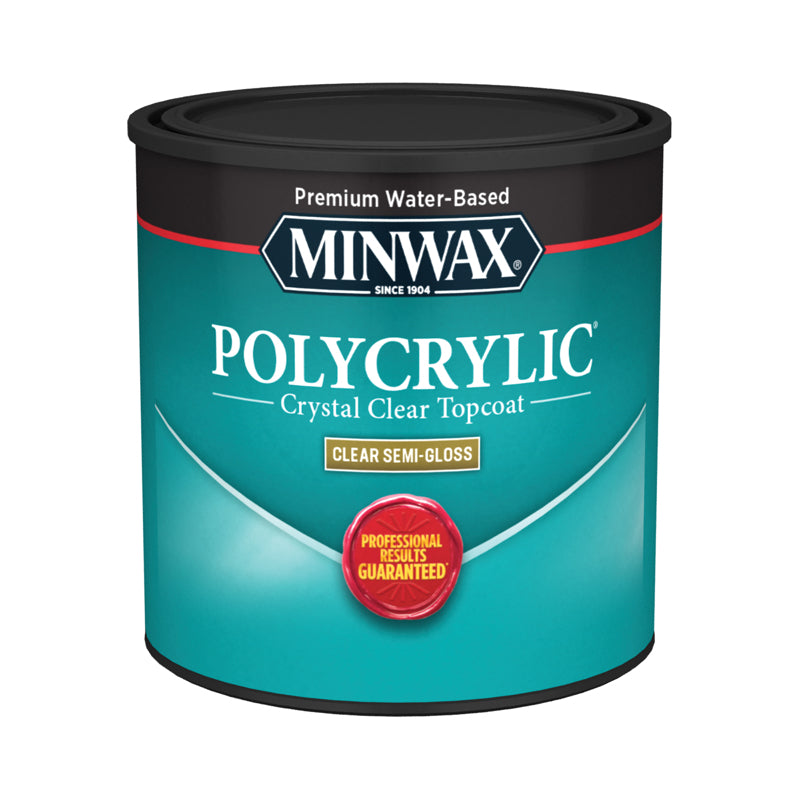 MINWAX, Minwax Semi-Gloss Clear Polycrylic 0.5 Pt.