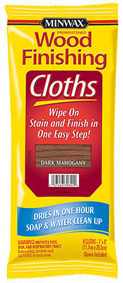 MINWAX, Minwax Semi-Transparent Dark Mahogany Water-Based Acrylic Wiping Stain And Finish 8 Pk