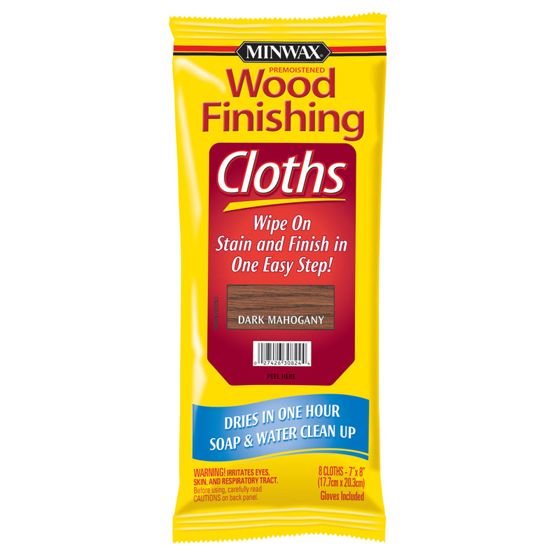 MINWAX, Minwax Semi-Transparent Dark Mahogany Water-Based Acrylic Wiping Stain And Finish 8 Pk