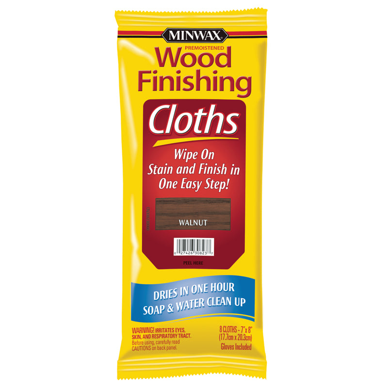 MINWAX, Minwax Semi-Transparent Walnut Water-Based Acrylic Wiping Stain And Finish 8 Pk