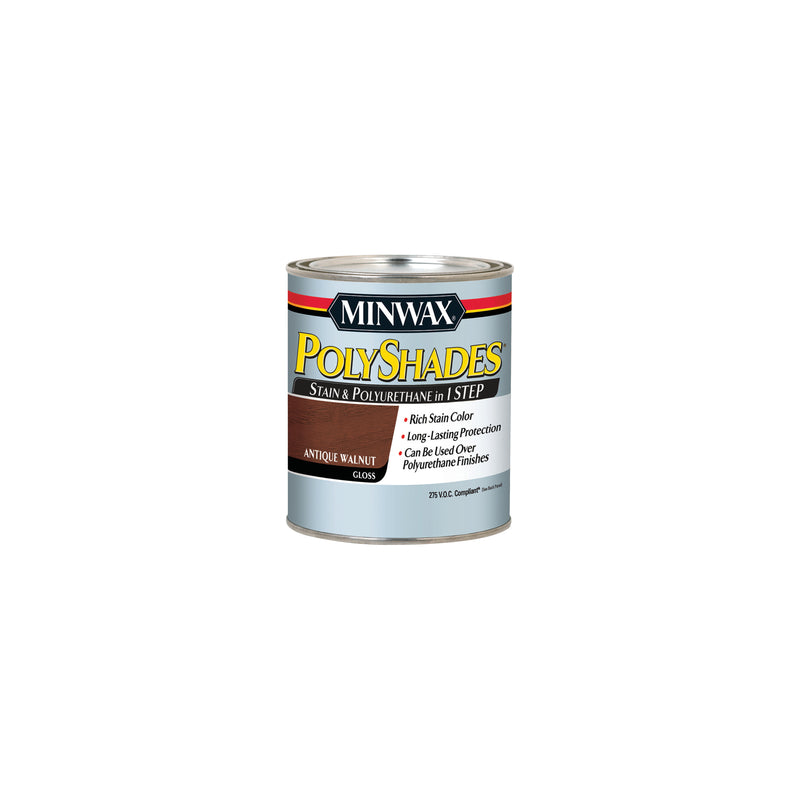 MINWAX, Minwax Stain And Polyurethane Finish Gloss Antique Walnut 1/2 Pt