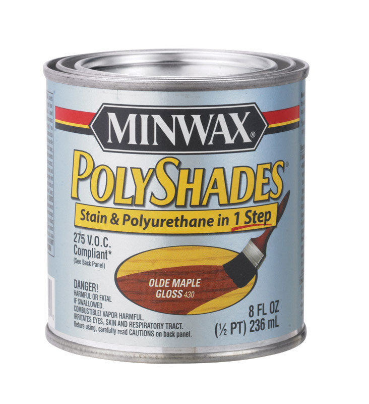 MINWAX, Minwax Stain And Polyurethane Finish Gloss Olde Maple 1/2 Pt