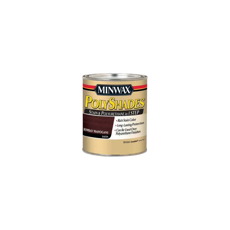 MINWAX, Minwax Stain And Polyurethane Finish Satin Bombay Mahogany 1/2 Pt