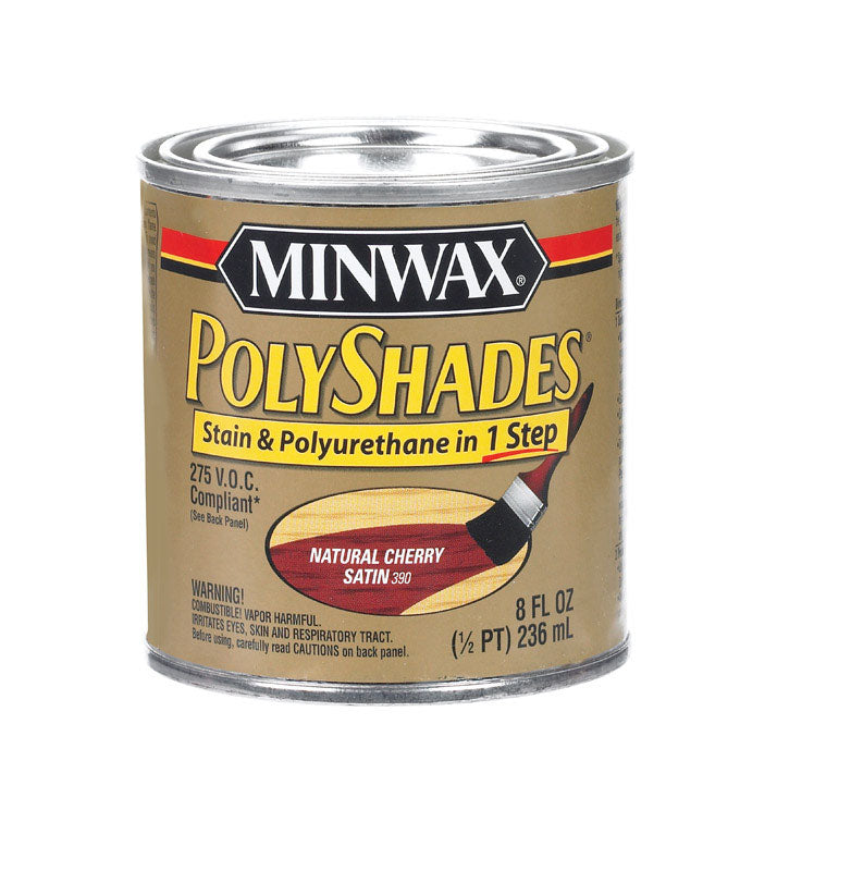 MINWAX, Minwax Stain And Polyurethane Finish Satin Natural Cherry 1/2 Pt