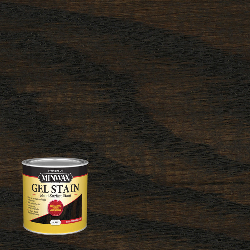 MINWAX, Minwax Transparent Low Luster Black Oil-Based Gel Stain 0.5 pt.